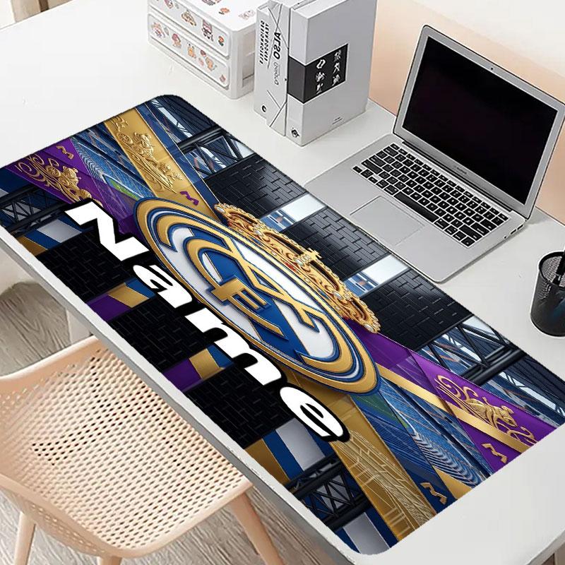 Custom Name Personalized Real Madrid CF Pattern Mousepad, Laptop PC Desk Mat, Decorative Desk Mat for Home Keyboard Pad Gift