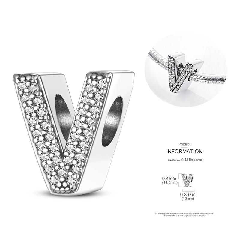 26 A-Z Alphabetperlen Kupfer Liebesbrief-Anhänger Passend für Original 3mm Damenarmband Armreif Cz Zirkonperle DIY Schmuck Geschenk