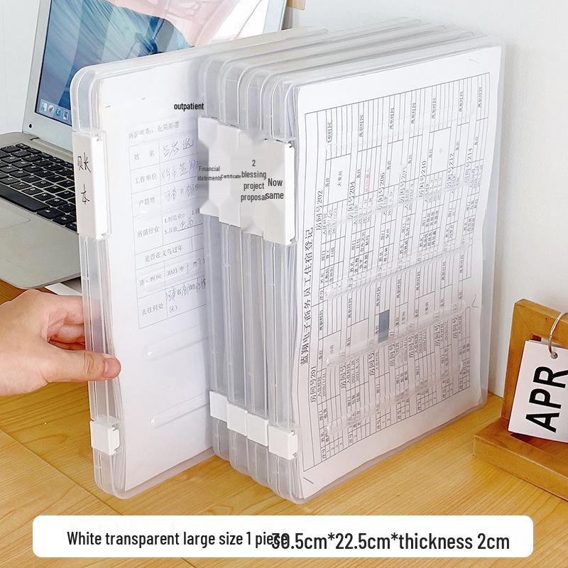 Transparent A4 File Storage Box: Waterproof, Dustproof with Double Buckle for Documents and Certificates.