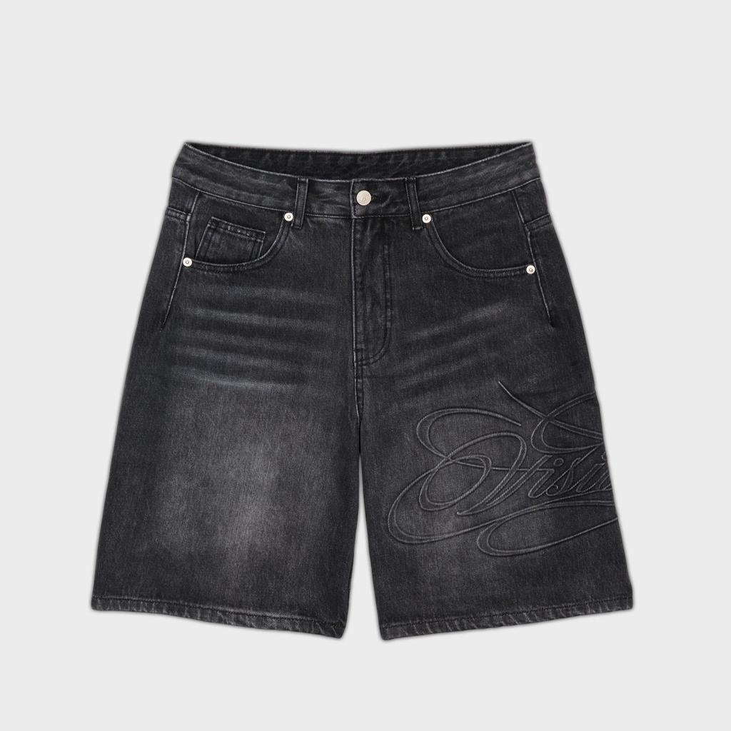 Unisex Summer Retro Letter Print Denim Shorts Simple Streetwear Loose Short Pants Women Men Y2K Jeans