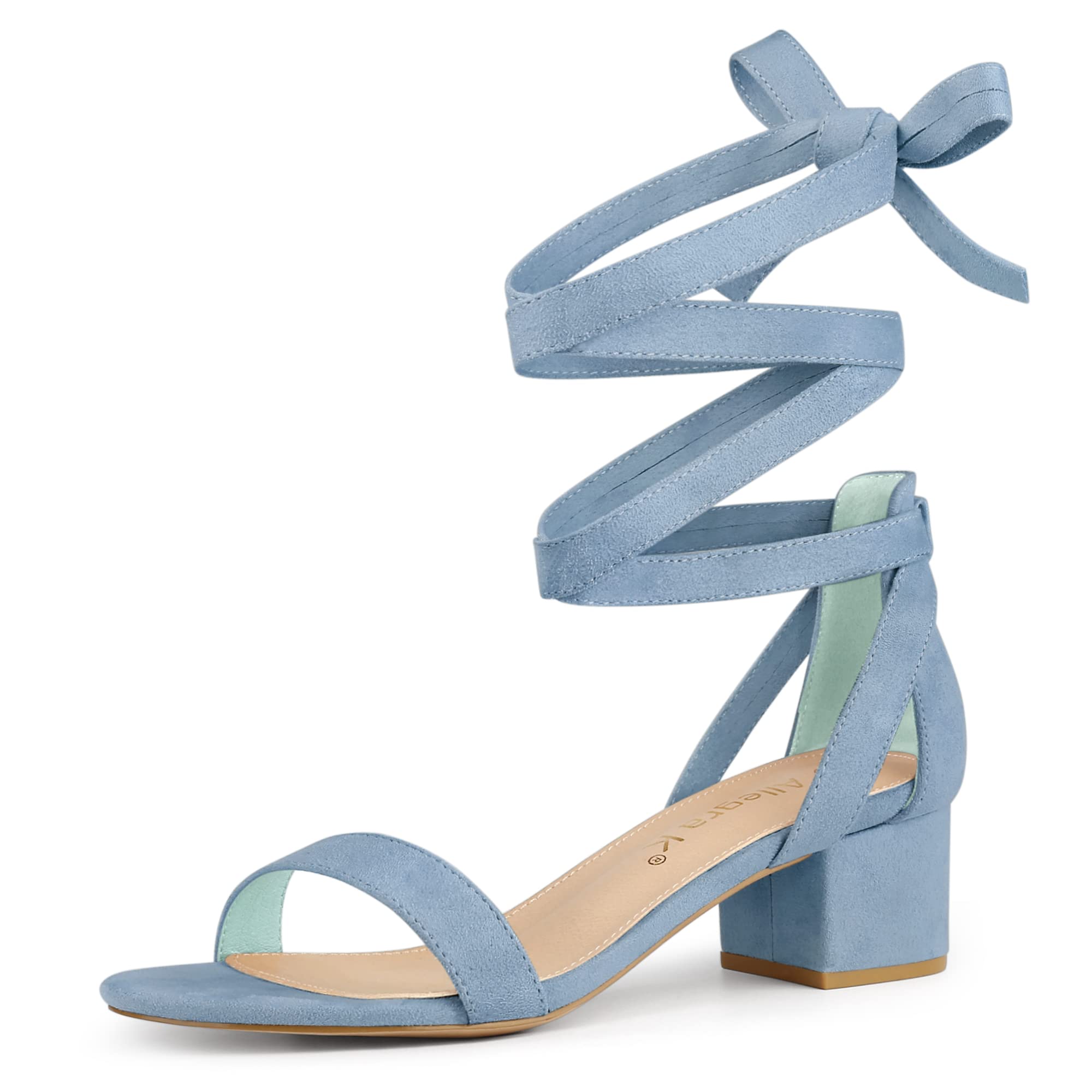 

Allegra K Women s Lace-Up Sandals, Open Toe, Block Heel, Blue, Size 24.0cm