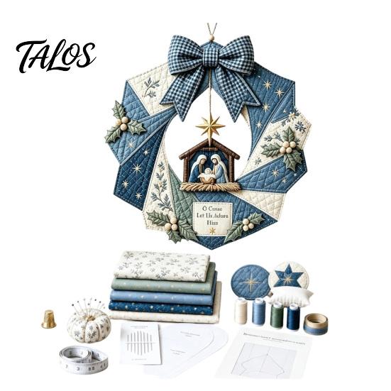 Rustikales Weihnachtsornament-Herstellungs-Stoffkranz DIY-Set, Patchwork Anfängerfreundliches Handgemachtes Feiertagshandwerk Winterbastelaktivität Dekoration Set für
