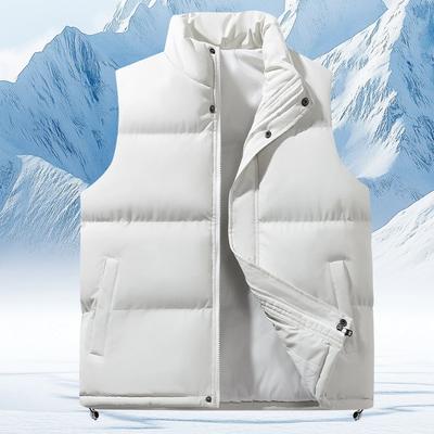 New White Vests Jacket Men Slim Fit Stand Collar Sleeveless Puffer Jackets Autumn Casual Waistcoat Men Warm Coat Trends