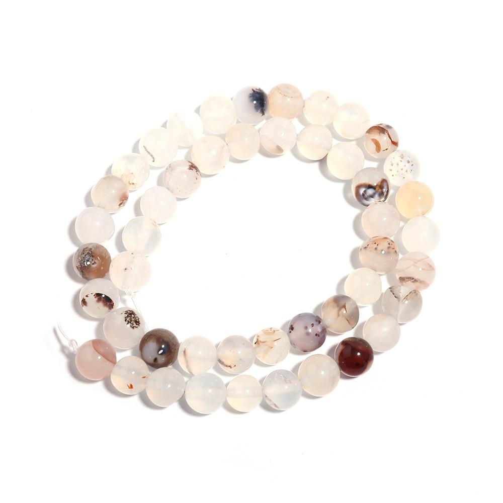 Natural White Black Color Agate Stone Beads Round Loose Beads For Jewelry Making DIY Necklace Bracelet Accessories 4/6/8/10/12mm
