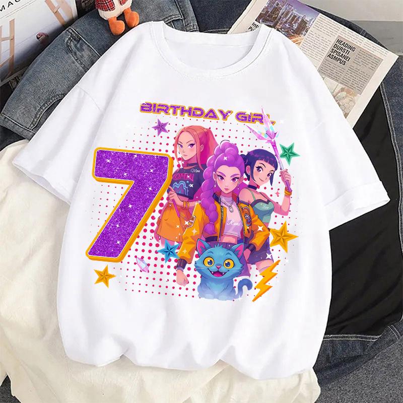 

Fashion Kids T-Shirt Cartoon Birthday Number Graphic Print Boy and Girl Tees Top Summer Short Sleeve Casual Outdoor Kids Clothing 100