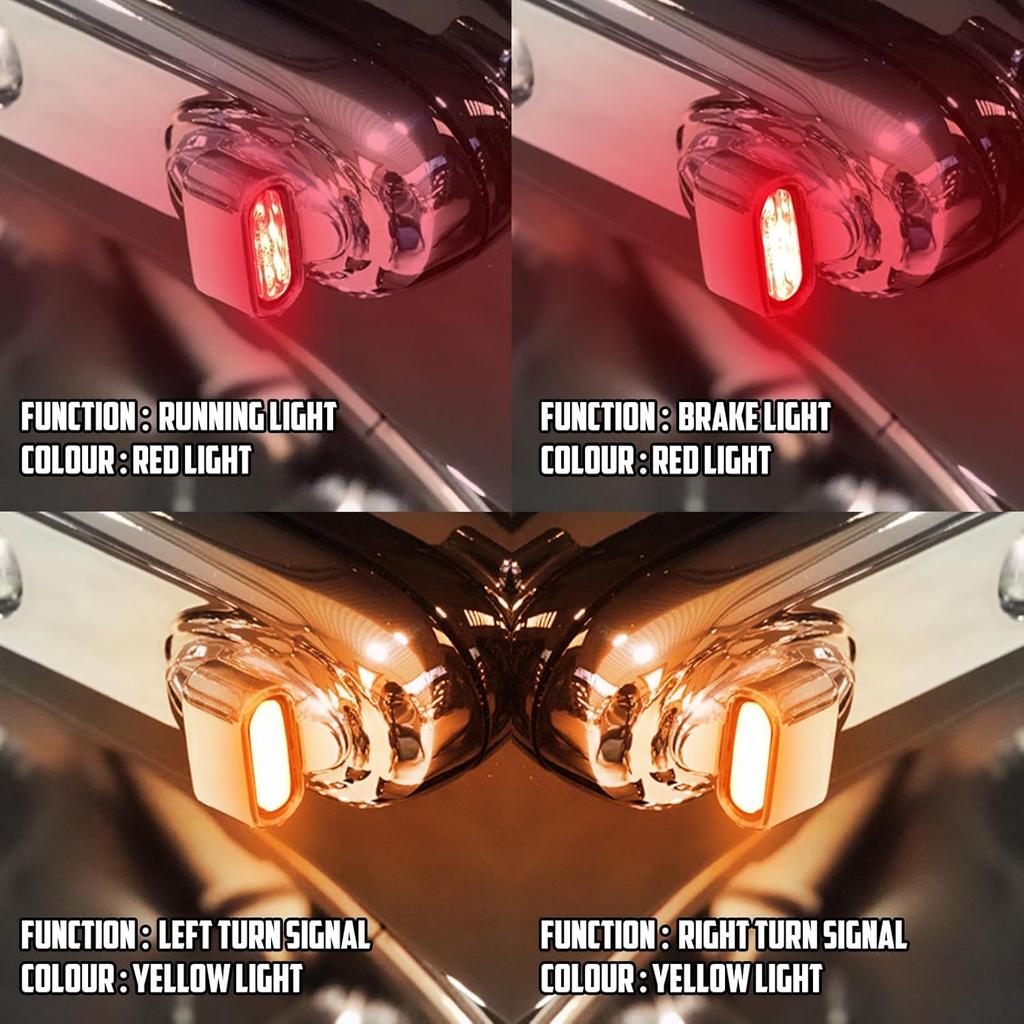 Mini LED Blinklys Baklys Bakindikatorer Passer til Harley Dyna 2000–2017 Softail 2000–2025 (Chrome)