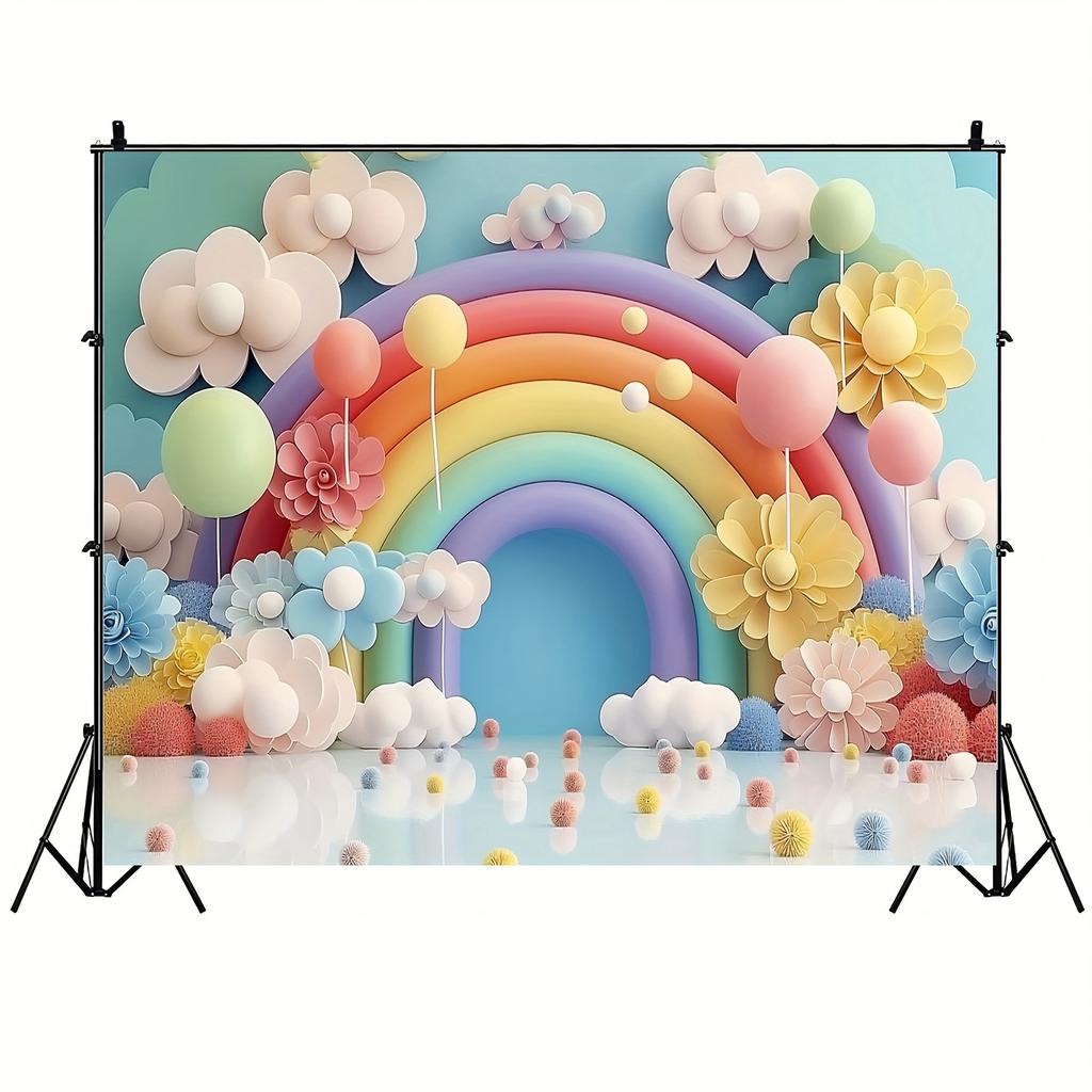 Rainbow Theme Balloon Background Cloth - Multi-Purpose Party Decor for Living Room Photography