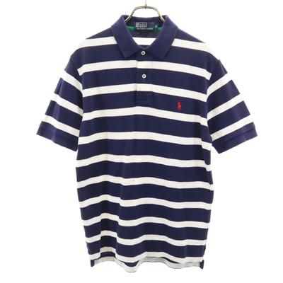 Polo von Ralph Lauren Bordürenmuster Kurzarm Poloshirt S Marine Rehbraun Herren Gebraucht