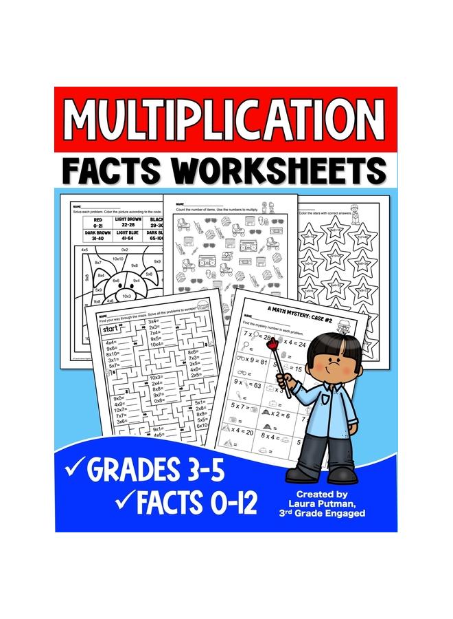 The Multiplication Facts Worksheets : Grades 3-5 Digits 0-12 Math Worksheets Book