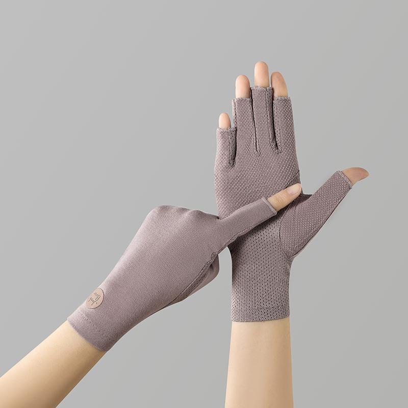 Women's Cotton Thin Touch Screen Riding Driving Outdoor Summer Autumn Fingerless Half-finger UV Protection Sunscreen Gloves