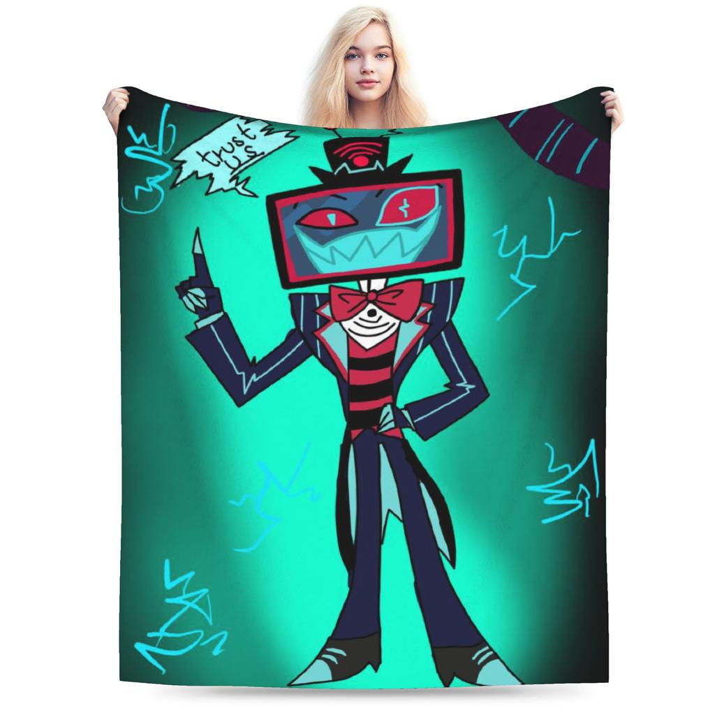 Custom Hazbines Eles Alastor Vox 2 Stuff Blanket Soft Velvet Throw Blanket Comfortable Bedding Throws