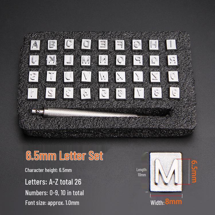 36-Piece Leather Punch & Stamp Tool Set for Letter and Number Carving