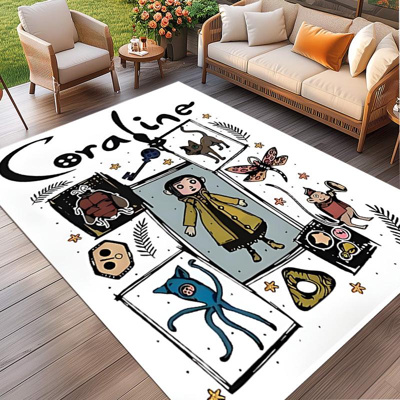 Coraline Print Rug, Washable Floor Carpet, For Entryway Dorm Laundry Room Office Study, Home Decor Birthday Christmas Gift