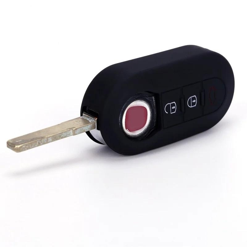 3 Buttons Silicone Car Key Case Cover For Fiat 500 Flip Folding Remote Key Shell For Fiat Punto Panda Car Accessories