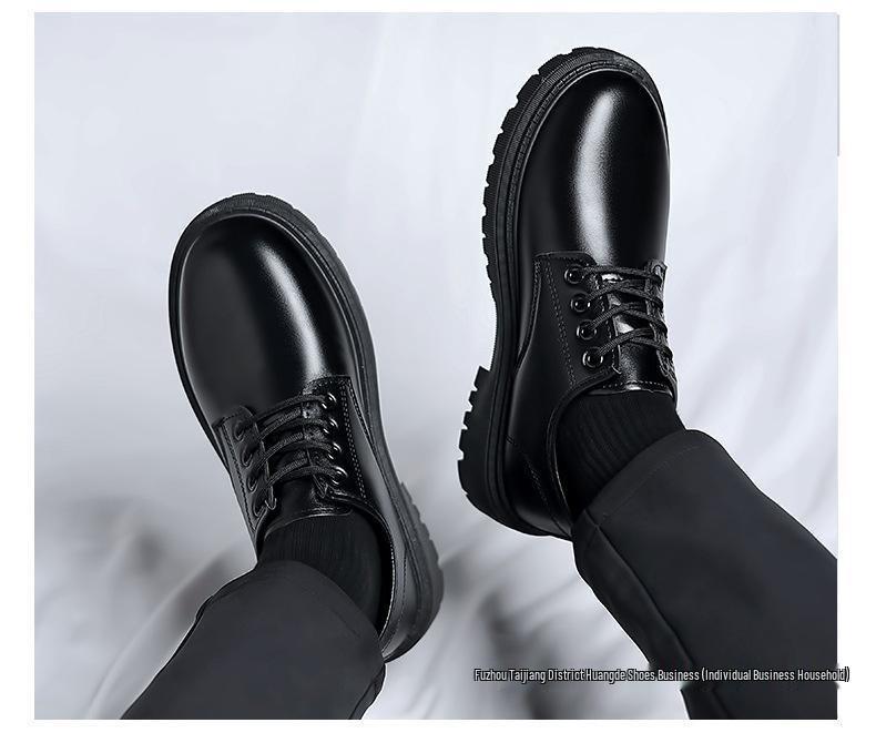 Men's Black Leather Martin Boots - British Style Casual Formal Shoes for Summer 2025