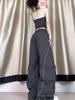 Women's High-Waisted Straight-Leg Cargo Pants - Plus-Size, Wide-Leg, Slimming, Casual, Trendy, Spring/Autumn Collection