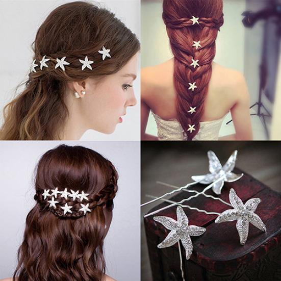 6 Pcs Starfish U Shape Braid Headwear Wedding Party Hairpin Hair Accessories