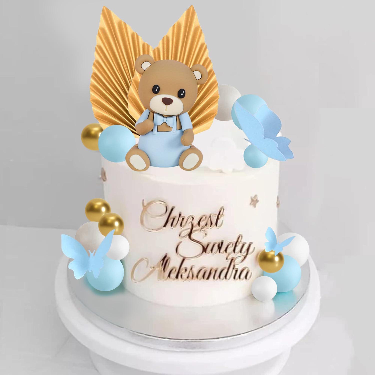 

43pcs Bear Cake Topper Boho Mini Bear Cake Decorations for Baby Shower Birthday Party Gender Reveal Bear Themed Party Supplies синий