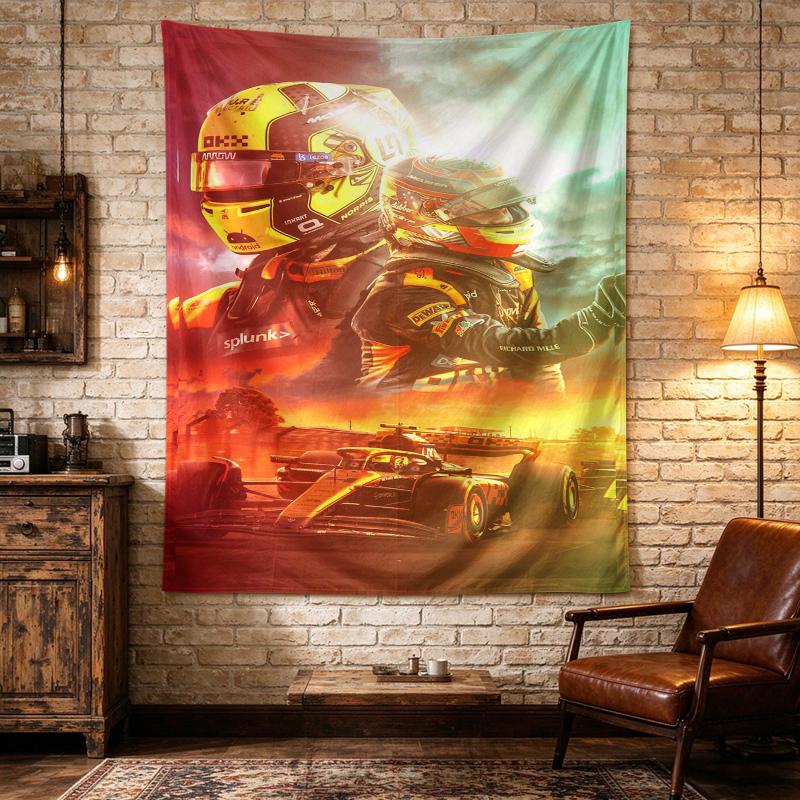 Red Bull Factory Racing F1 Car Wall Tapestry for Formula 1 Fans Garage Man Cave Bedroom Decor
