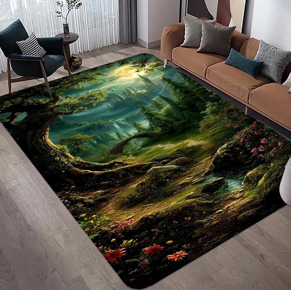 Nature Inspired 3D Scenery Carpet Soft Rug for Living Room Bedroom Kids Room NonSlip Floor Mat Eco Friendly Home Decor Gift Idea