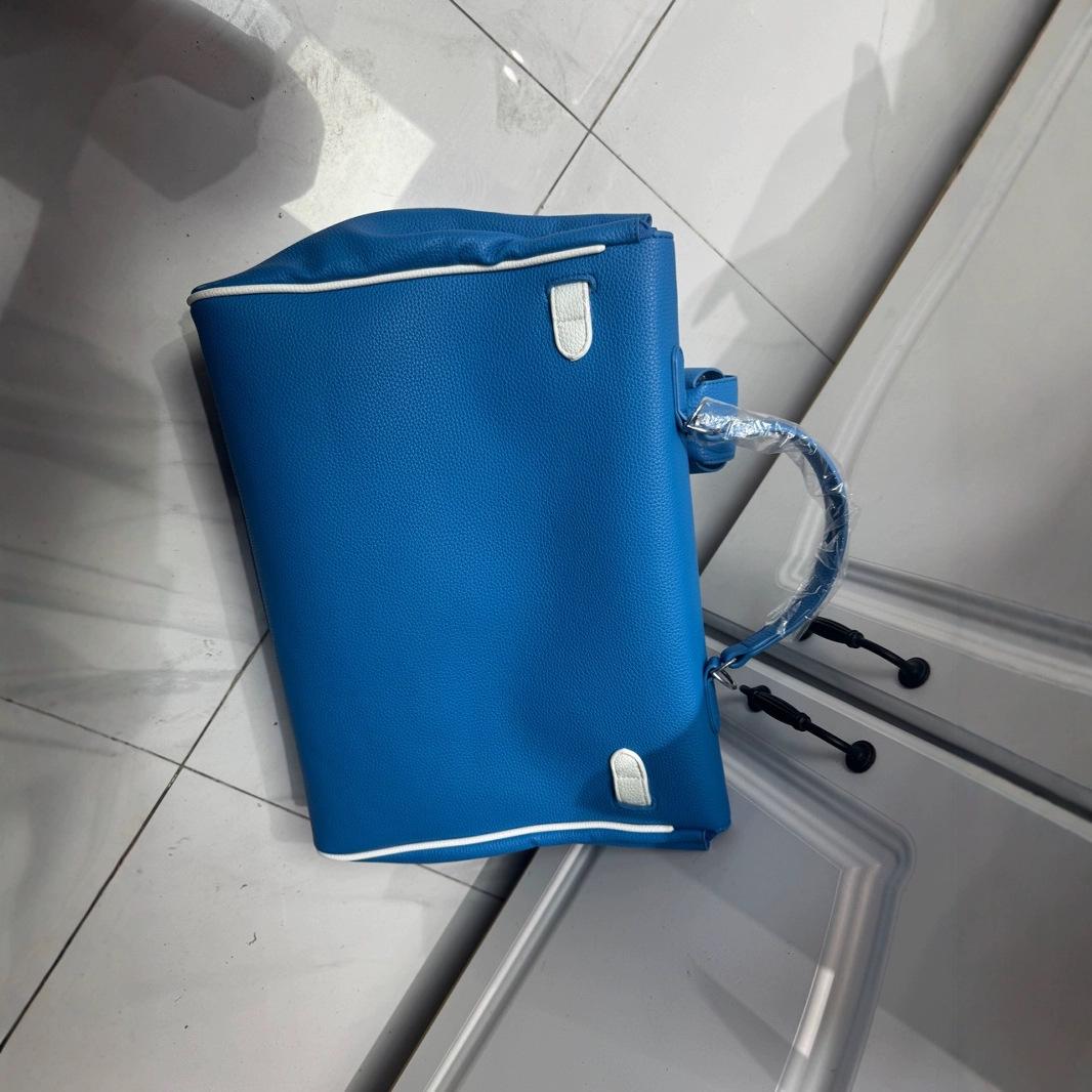 

2025 Cross Border 35 см большой размер новая сумка кожаная сумка через плечо сумка с узором личи 38x7x28cm синий