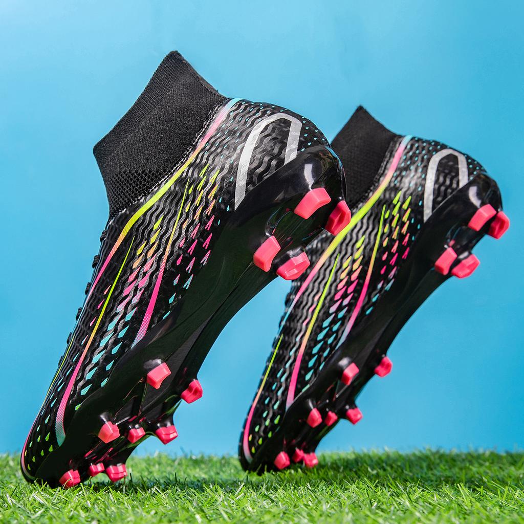 High-top football shoes, long nails, artificial turf AG nails, leather feet, boys and girls, student training shoes