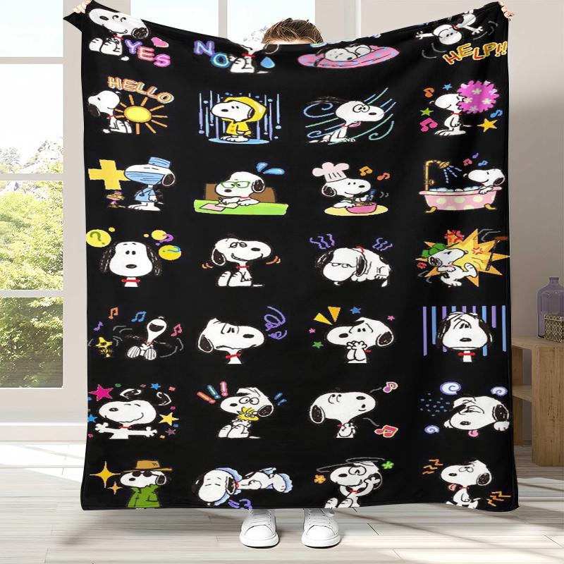 Cute Snoopy Dog Cartoon Flannel Blanket,Ultra Soft Warm Plush Throw for Home Bedroom Bed Sofa Cover Camping Picnic gift
