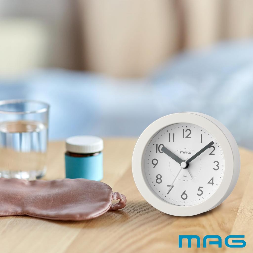 MAG Alarm Table Continuous Second Electronic Runto Noah Precision Clock, Clock, Analog, Cute, Stylish, Interior, Quiet, Hand, Sound, Alarm, Snooze,