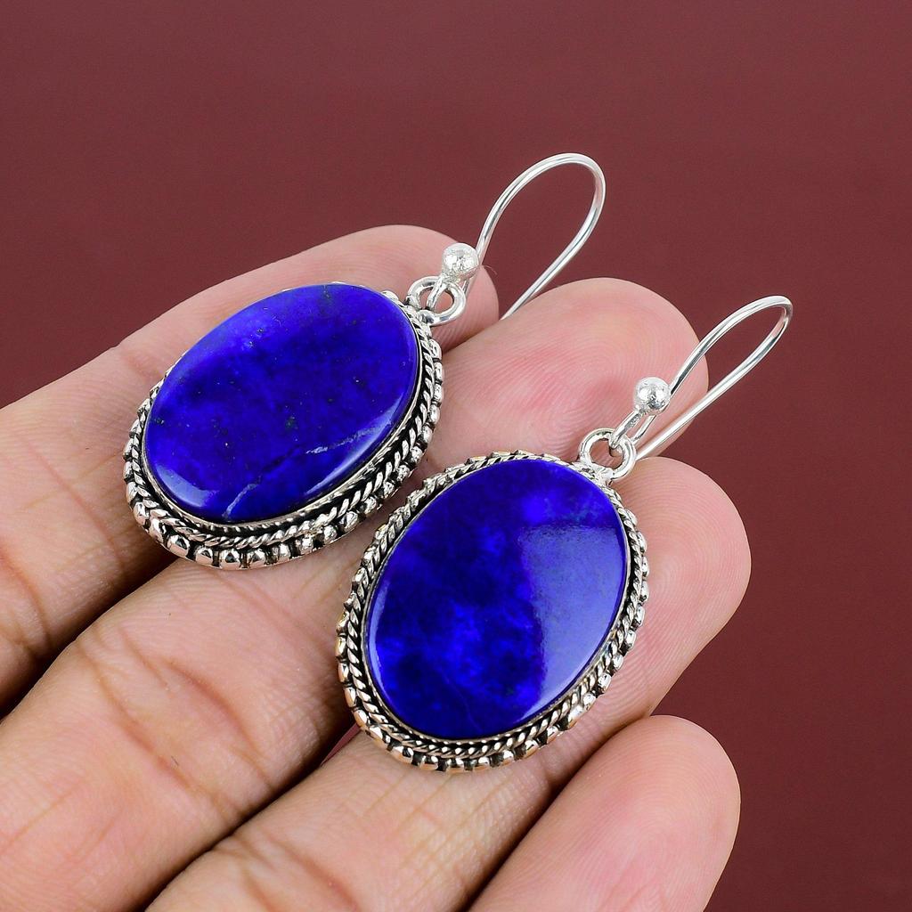 Lapis Lazuli Earrings Natural Gemstone Earring Vintage Jewelry 925 Sterling Silver Earring Handmade Earring Designer Jewelry Gifts For Women