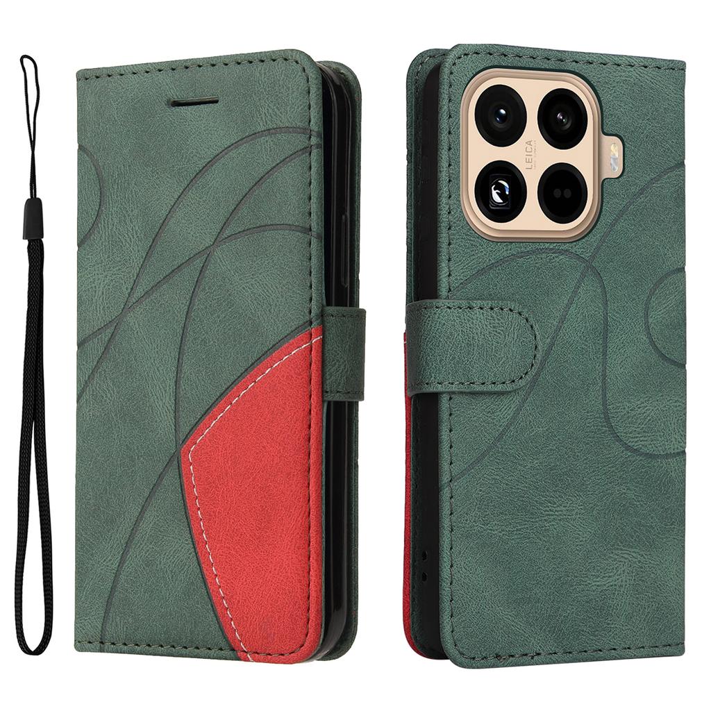 For Xiaomi 15T Pro Leather Phone Case Stand Wallet with Bi-colour Splicing Design