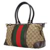 Used GUCCI Handbag Sherry Line 257341 GG Canvas/leather Beige Dark Brown