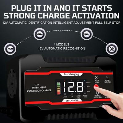 Haushalts-Akkuladegeräte 6A 12V Für AGM GEL Blei-Säure-Batterien Laden Autoladegerät Digital Intelligent Impuls-Reparatur