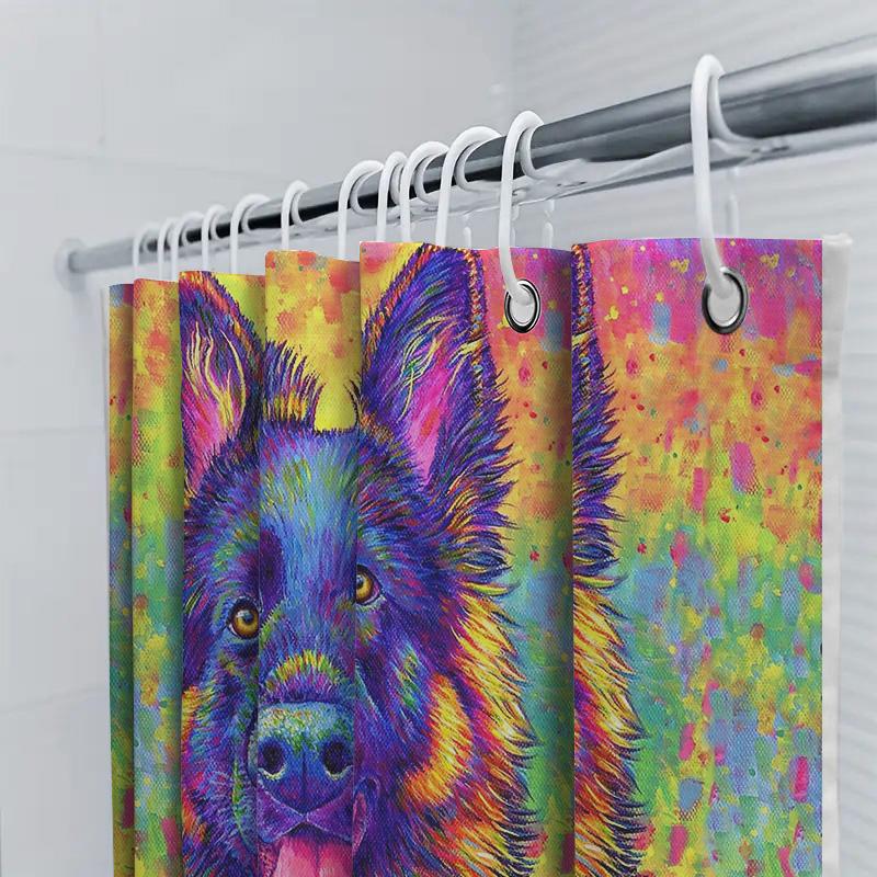 German Shepherd Dog Shower Curtain Waterproof Vintage Husky Pet Bathroom Decor Artistic Canvas Print Home Decor Wall Art