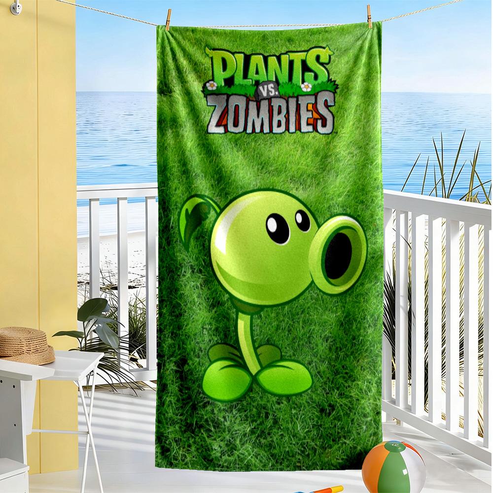 Plants Vs. Zombies Beach Towel Quick-Dry Soft Microfiber Comfortable Lightweight Suitable for Swimming, Gym, Camping, Yoga Vacation