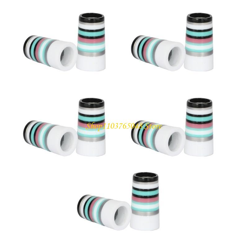 10Pcs Golfing Tapered Ferrules Fit 0.35Inch 0.37Inch Tapered and Parallel Shafts Colorful Striped Golfing Iron Ferrules