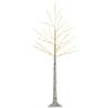 Artificial Birch with 120 LED Lights, 3 Brightness Levels, Foldable Branches, IP44, 150 Cm, White