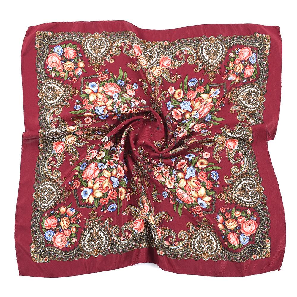 High-Quality 70cm Square Fashion Scarf Women Floral Cotton Bandanas Lady Scarves HIjab Headband Accessories Handkerchief Hair