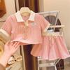 Girls' Summer Polo Collar Shorts and Top Set
