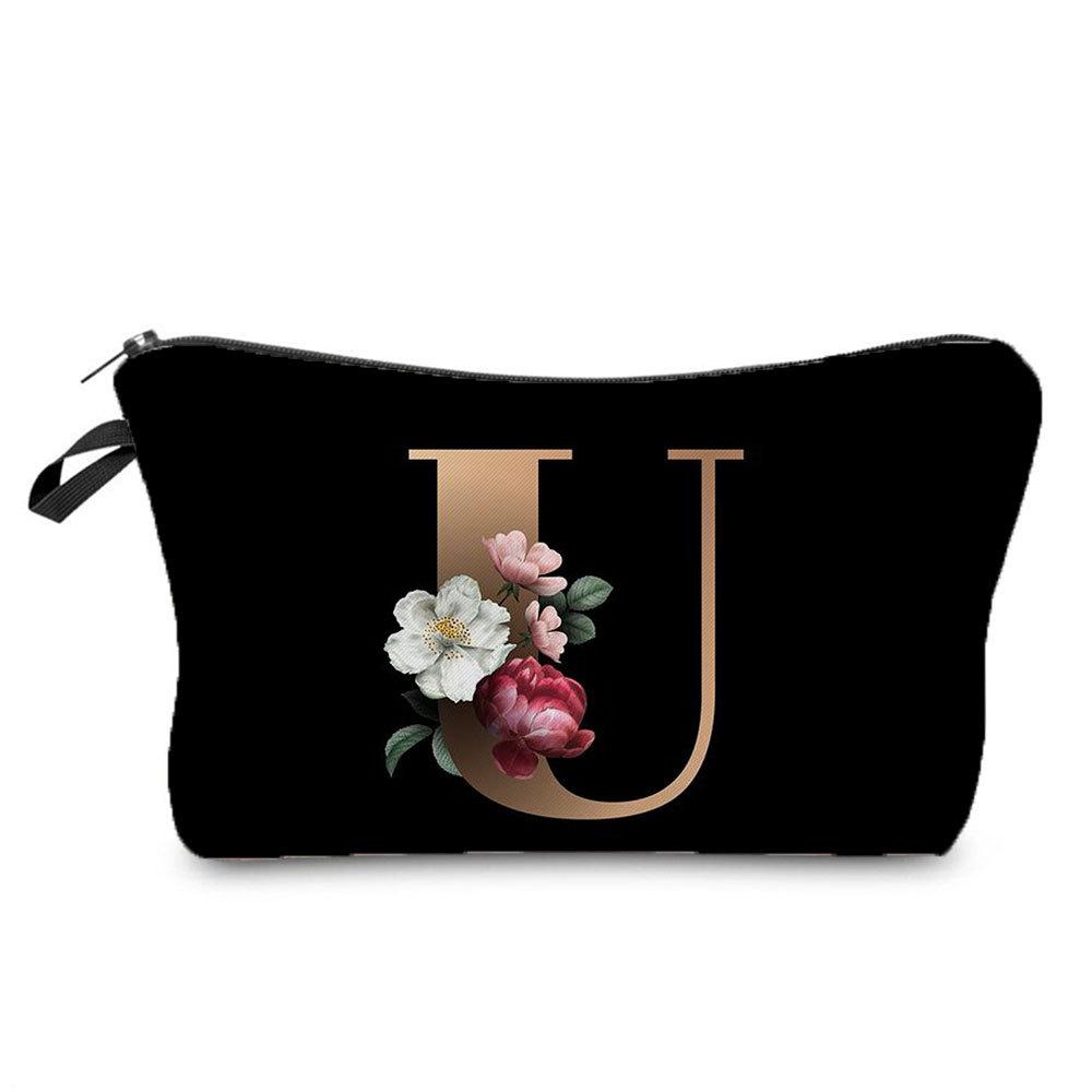 Women's Cosmetic Bag Makeup Bag Female Initial Name Letter Pattern Lipstick Bags Handbags Coin Purse Pencil Cases for Office