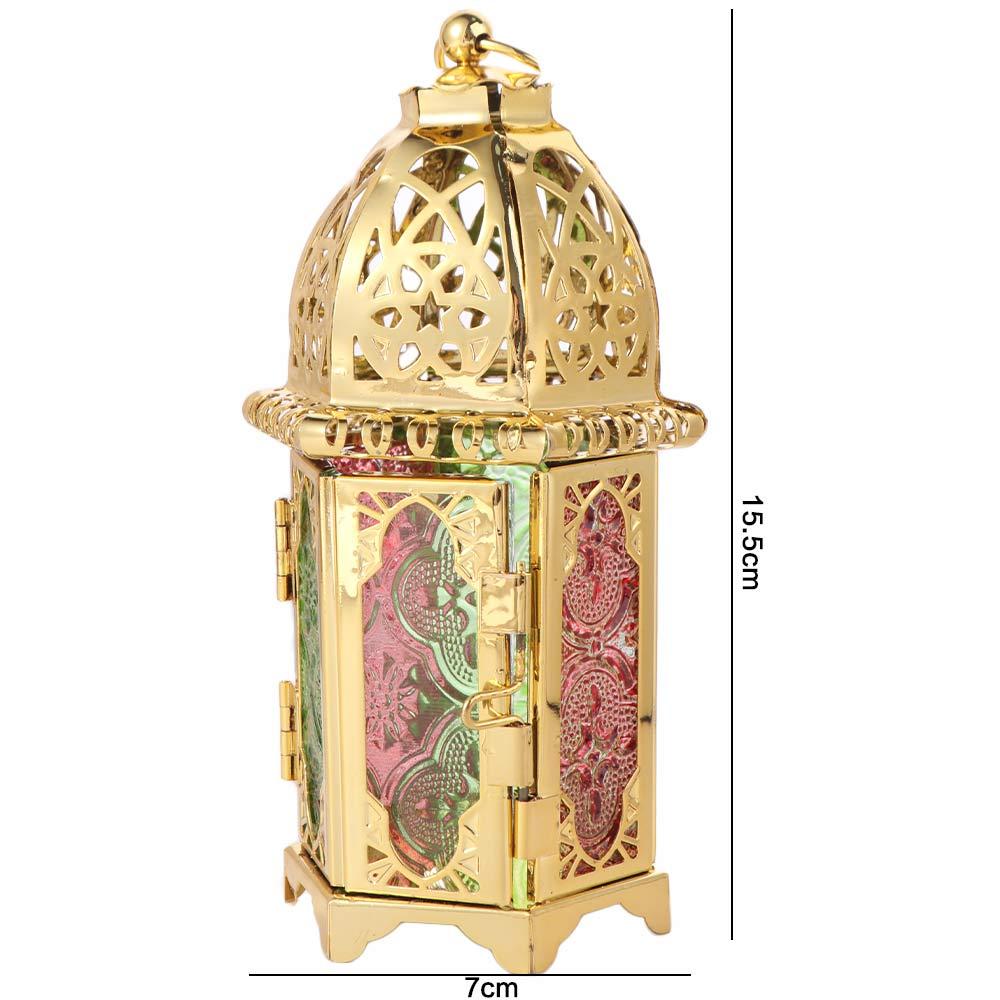 With Hanging Ring Glass Wind Lantern Colorful Lanterns Ornament Candle Holder  Dining Room