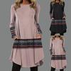 Women's Casual Fashion Spring And  Long Sleeve Round Neck Printed Dress