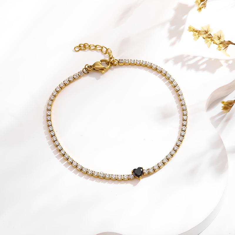 Heart Zircon Bracelet for Women Gold Color Micro Fashion  Jewelry Supply