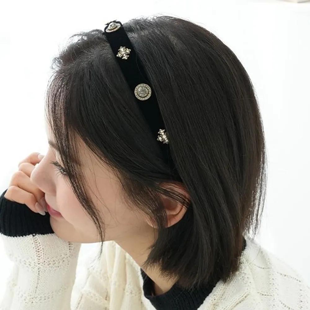 Велюровая повязка на голову (22HB078) Black Square Model