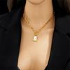 18K Gold Titanium White Shell Square Pendant Necklace for Women - Light Luxury Clavicle Chain