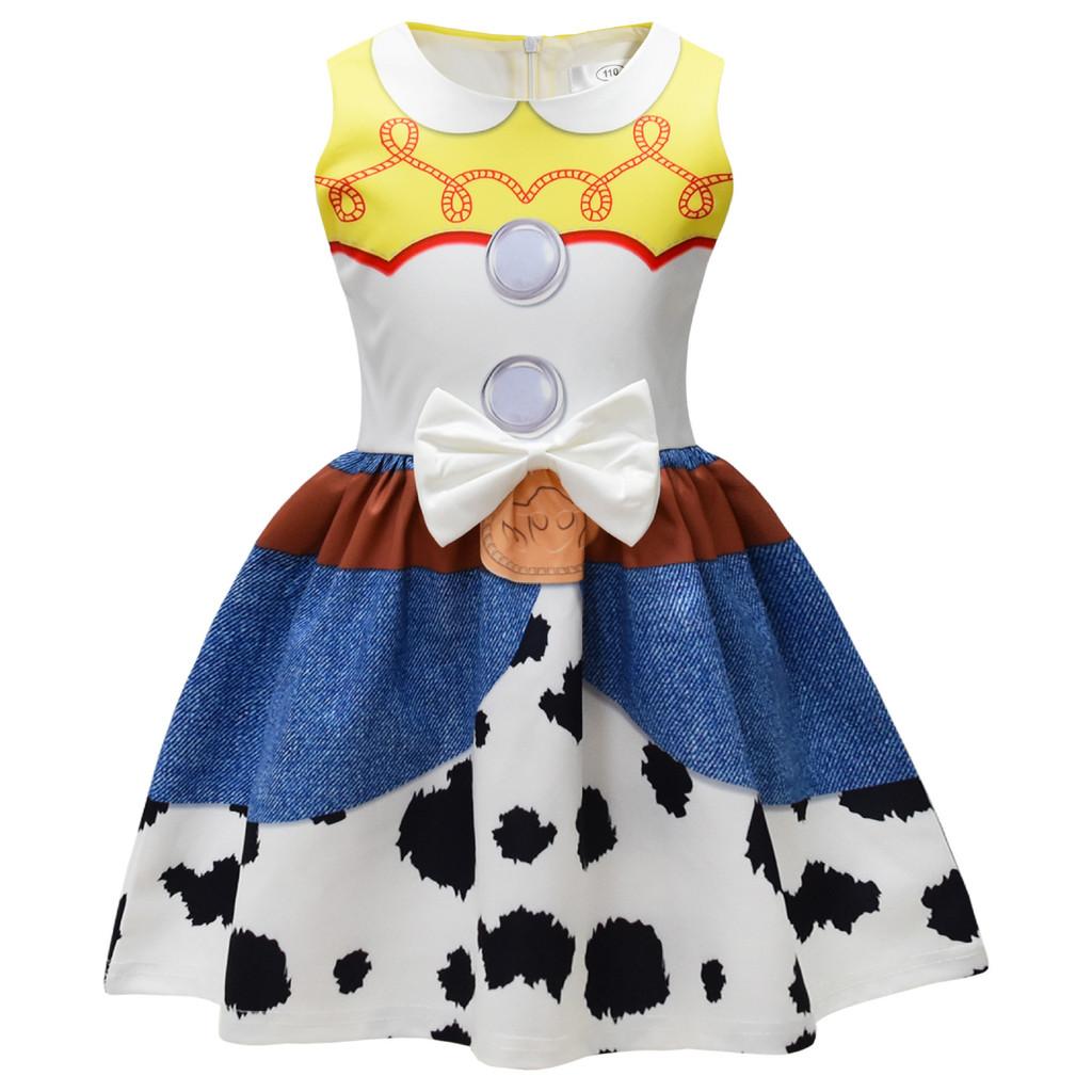 94156 Kids Girls Jessie Print Bow Sleeveless Princess Dress 100cm