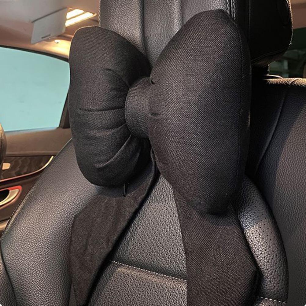 Car Seat Headrest Neck Rest Cushion Big Bowknot Streamer Shaped Neck Pillow Quick Buckle Design Ergonomic Neck Lumbar Support