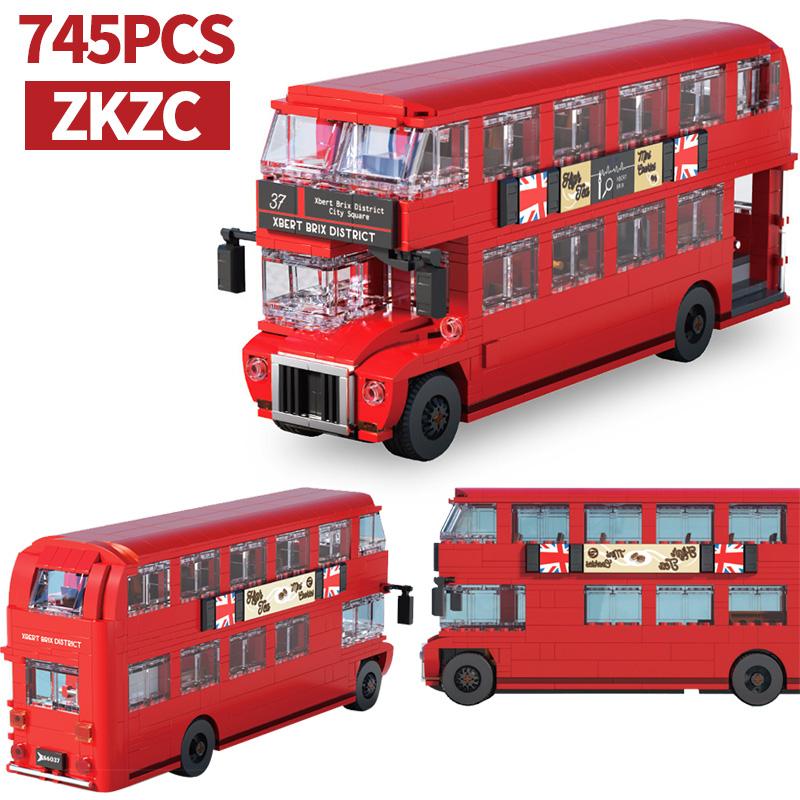 745pcs MOC Technical Vintage Double Decker Bus Car Model Building Blocks City Car Bricks Toys for Adult Christmas Birthday Gifts