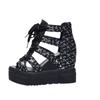 Women's Peep-Toe Platform Sandals, Lace-Up Cutout Wedge Heels, Height Increasing Roman Shoes Wholesale