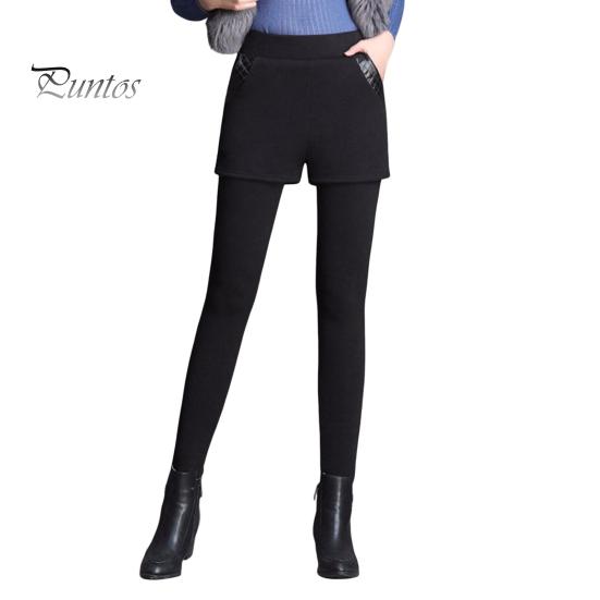 

Жіночі короткі штани з високою талією, приталені, холодостійкі, теплі повсякденні штани, кишеня, штучна шкіра, штучні легінси з двох частин L чорний