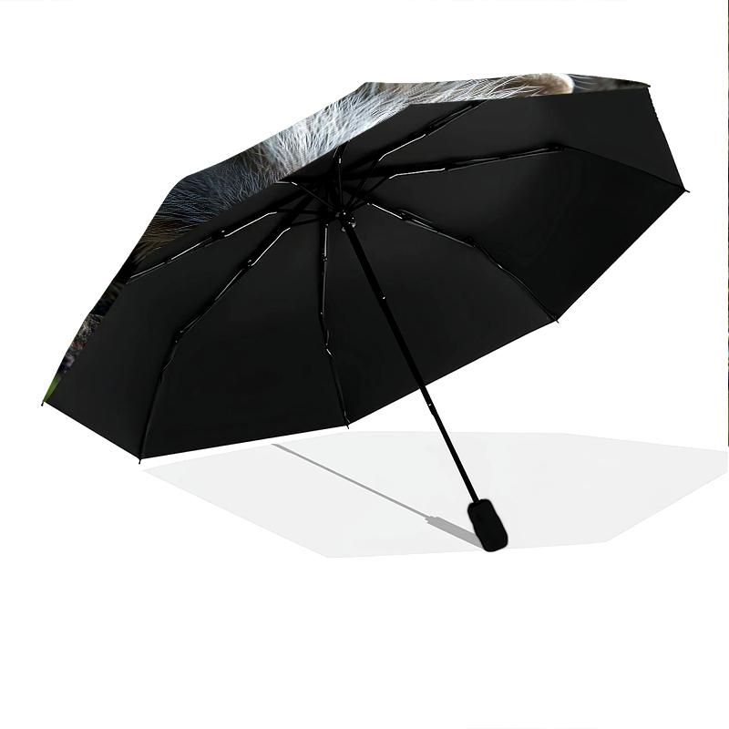 1 PC Automatic Folding Umbrella - Squirrel and Hedgehog Pattern, Portable & Foldable Design with 8 Ribs, Christmas Birthday Gifts